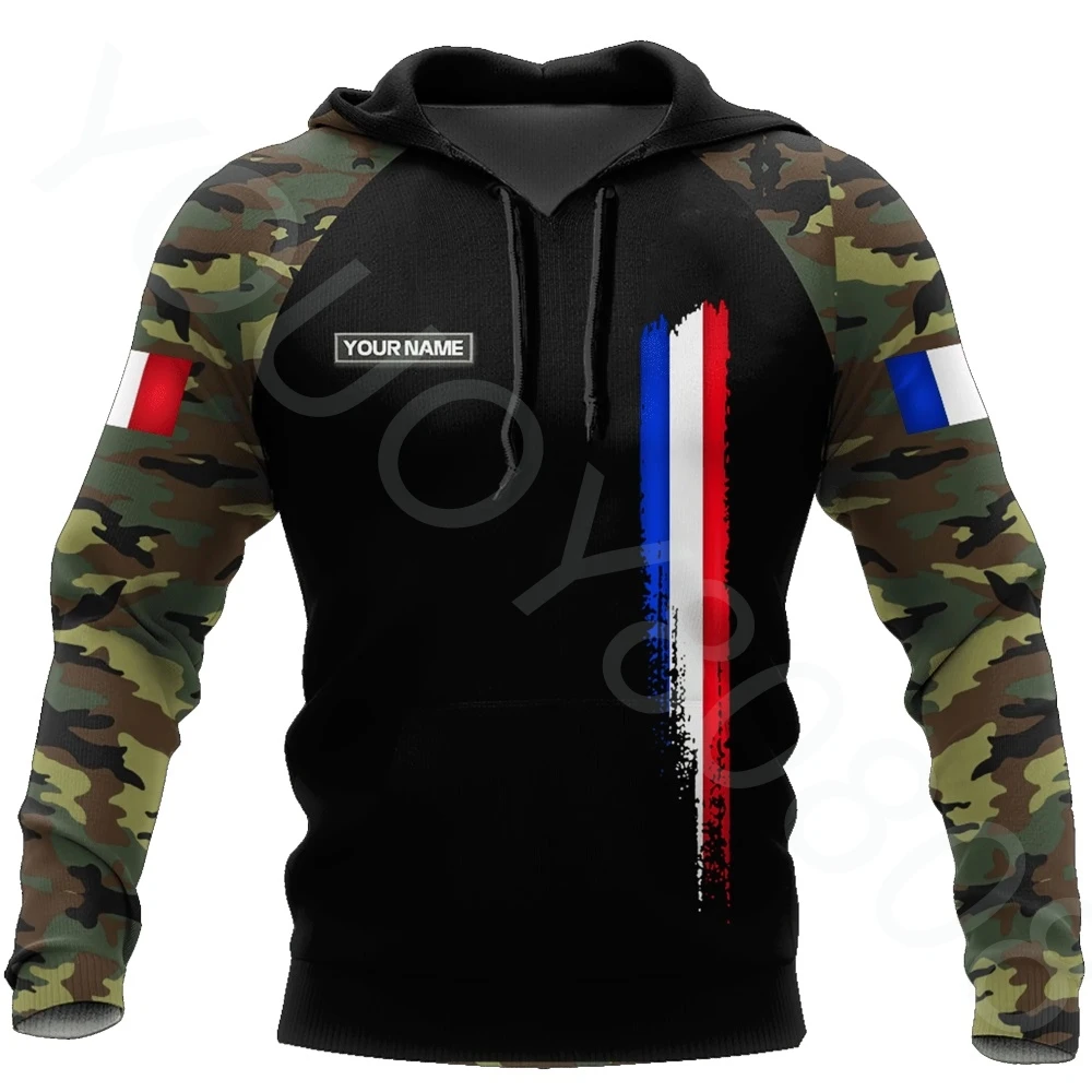 

Men's Clothing Hoodie Personalized French Army Camouflage Sweatshirt Loose Casual Printed Street Tops