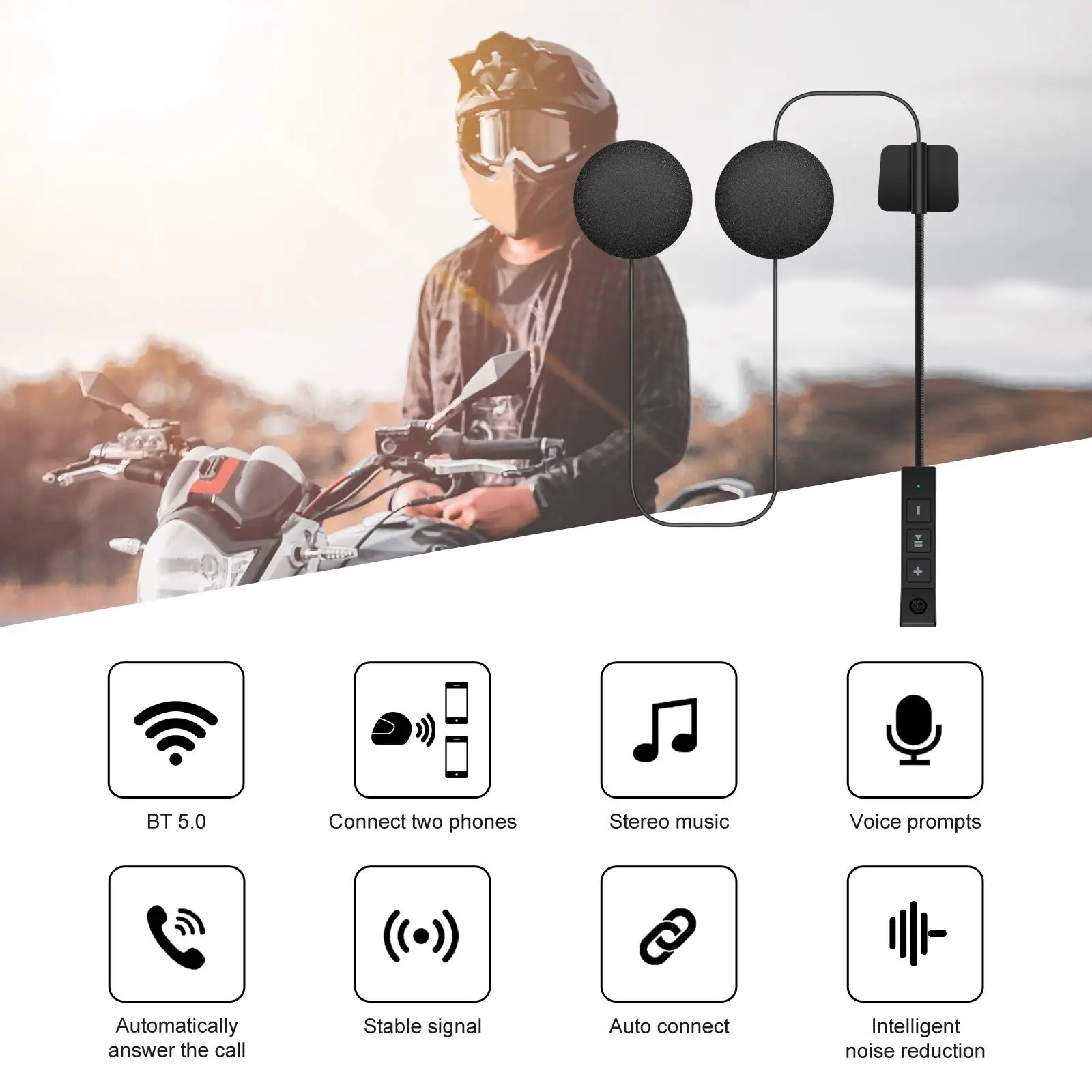 

Motorcycle Helmet Bluetooth Headset Headphone for Motorbike Motorcycle Skiing