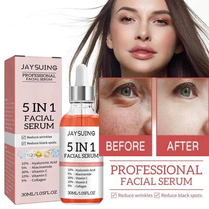 

30ml 5 In 1 Face Serum Moisturizing Hyaluronic Acid Anti Wrinkle Aging Vitamin C Whitening Facial Serum Shrink Pores Skin Care