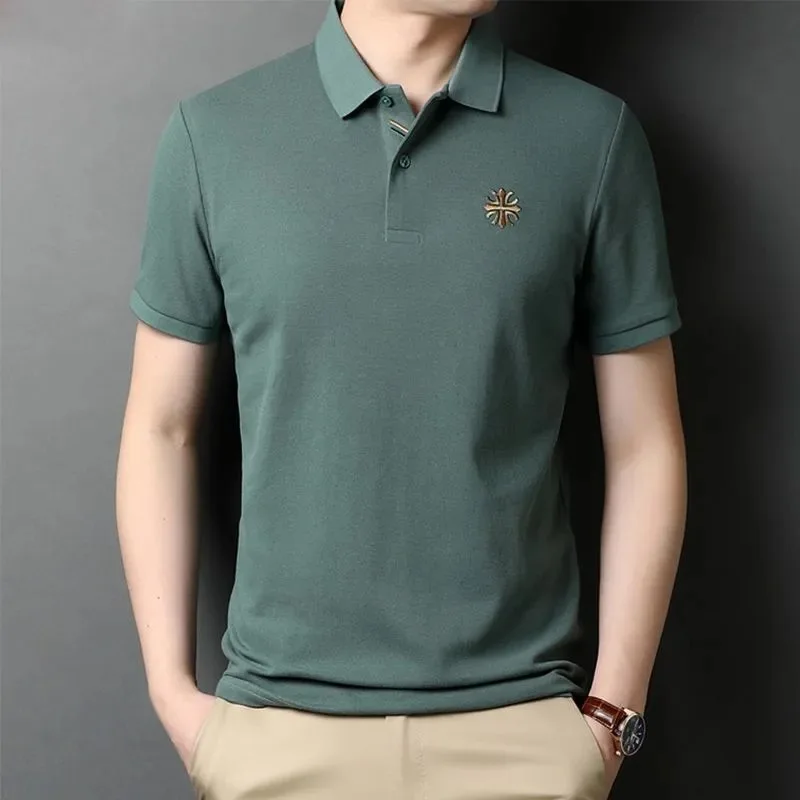 High end new fashion brand Polo shirt men's casual business short sleeved T-shirt summer golf clothing