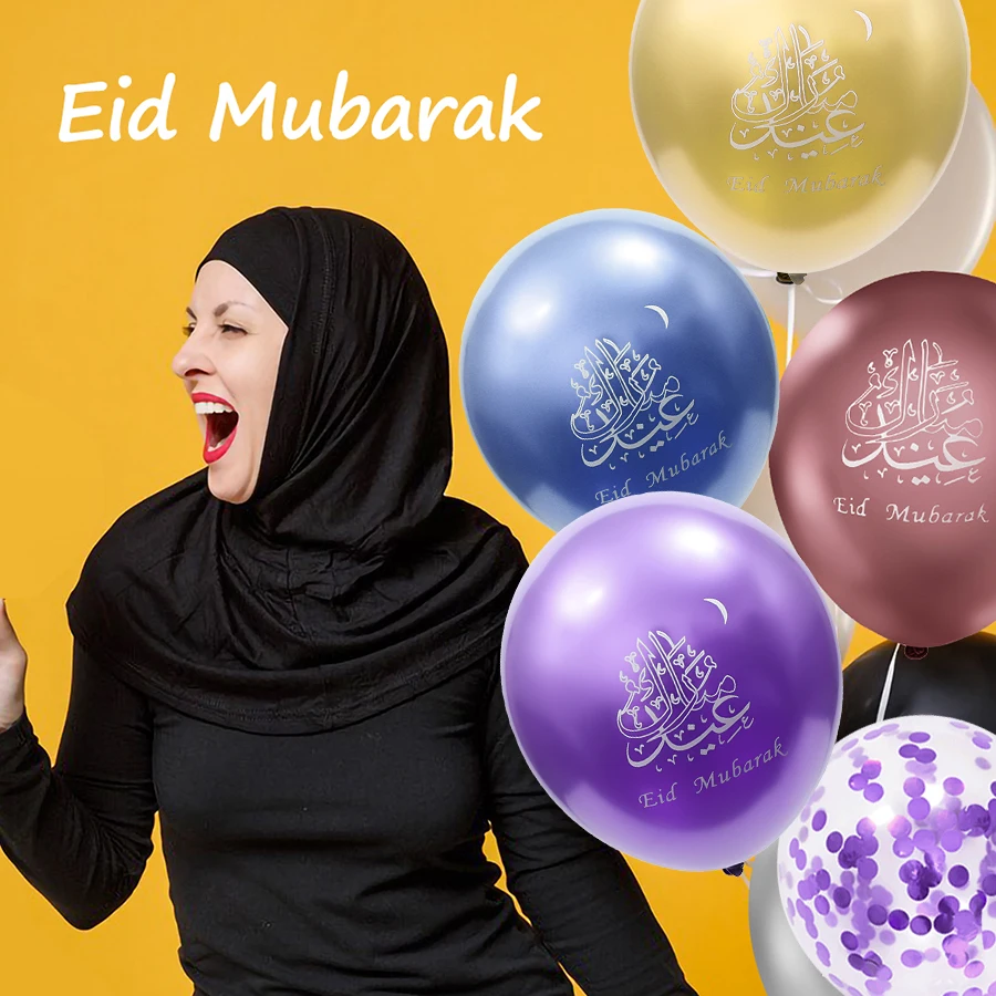 

10/1Pcs Confetti Latex Balloon Eid Mubarak Balloons For Ramadan Mubarak Muslim Islamic Festival Party DIY Decoration Supplies