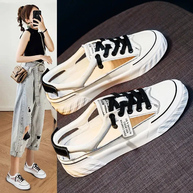 

2022 Fashion Women Flat Sandals Breathable Summer Slides Lace Up Toe Sandalias Ladies Platform Shoes White Zapatos Mujer