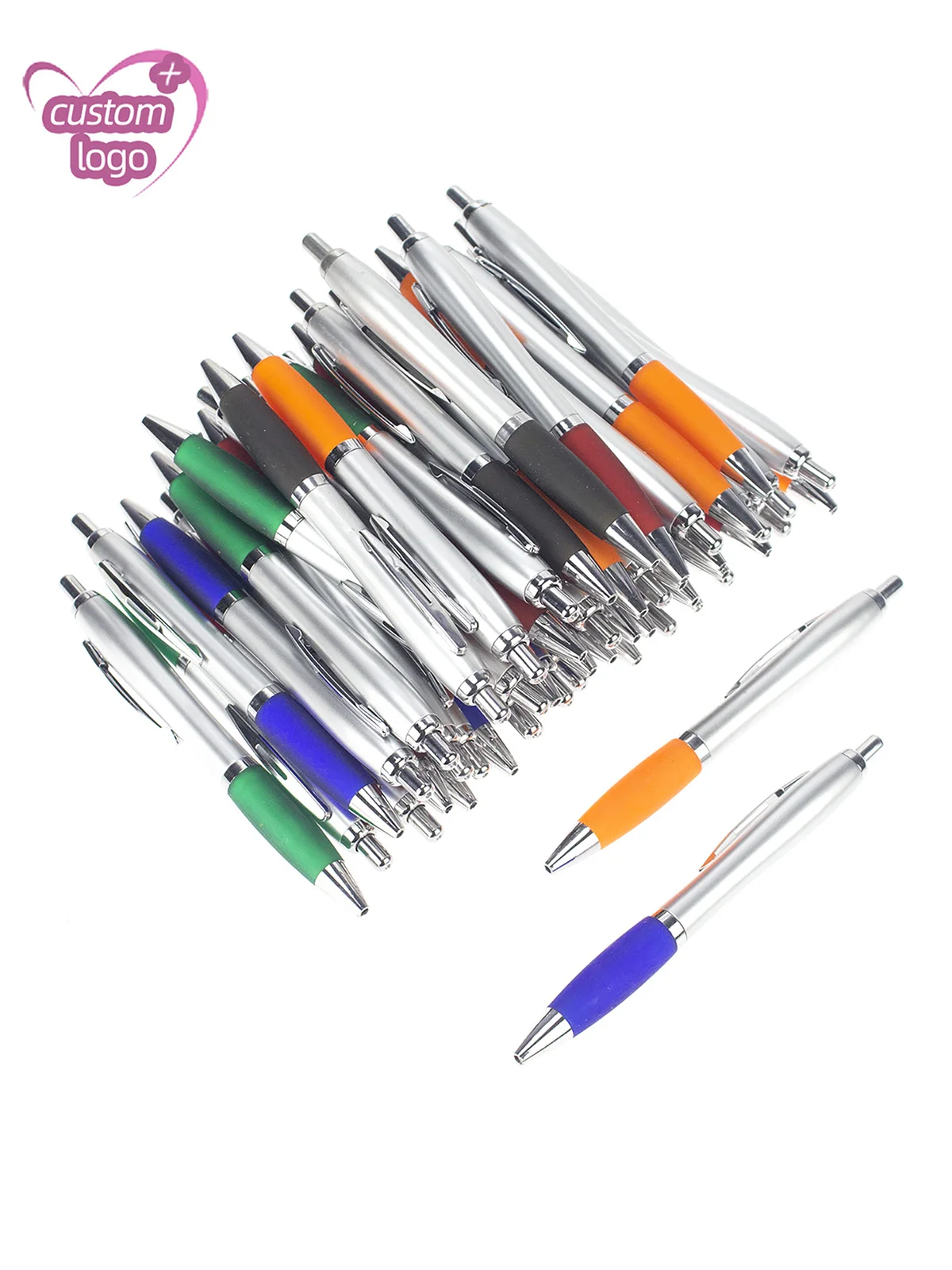 

Lot 50pcs Retractable Plastic Gourd Ball Pen Silver Barrel Ballpoint Free Logo Engrave Custom Promotional Gift Advertise Gift