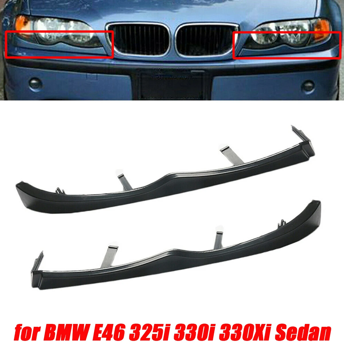 For BMW E46 Headlight Eyebrow Lower Headlamp Eyelid Cover Trim 330i 330Xi 325i 2001-2005 51137043410 51137043409 Car Accessories