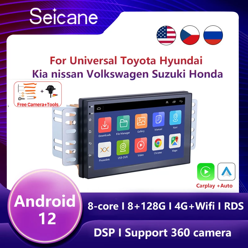 Seicane Android 12 2 Din Car radio Multimedia Video Player Universal auto Stereo GPS For Nissan TOYOTA Kia RAV4 Honda VW Hyundai
