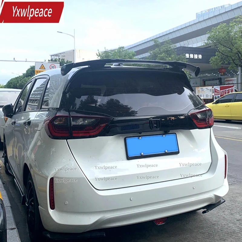 

ABS Gloss Black/Carbon Fiber Look Rear Roof Spoiler Trunk Wing Auto Parts Accessories For Honda Fit Jazz 2020 2021