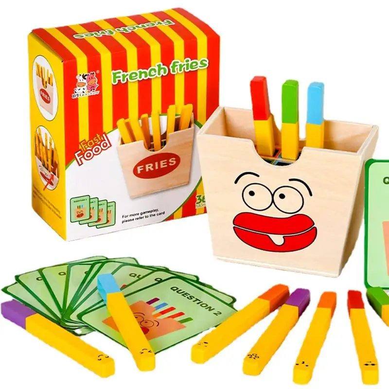 

French Fries Play Food Wooden Kids French Fries Toys Kitchen Cute Color Matching Cognition Toys Vivid Shape Kids Toys For Party