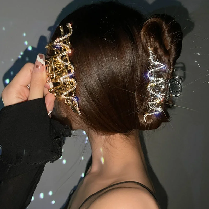 

Rhinestone Metal Crab Clip Girl Shiny Hair Clip Crystal Hair Accessories Gentle Temperament Lady Gift Clip Hair Clips