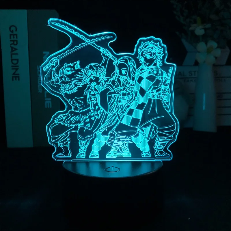 

Led Night Lamp Alarm Clock Base Light Demon Slayer Projector Dropship Teenagers Hot Selling Japanese Anime Manga Colorful