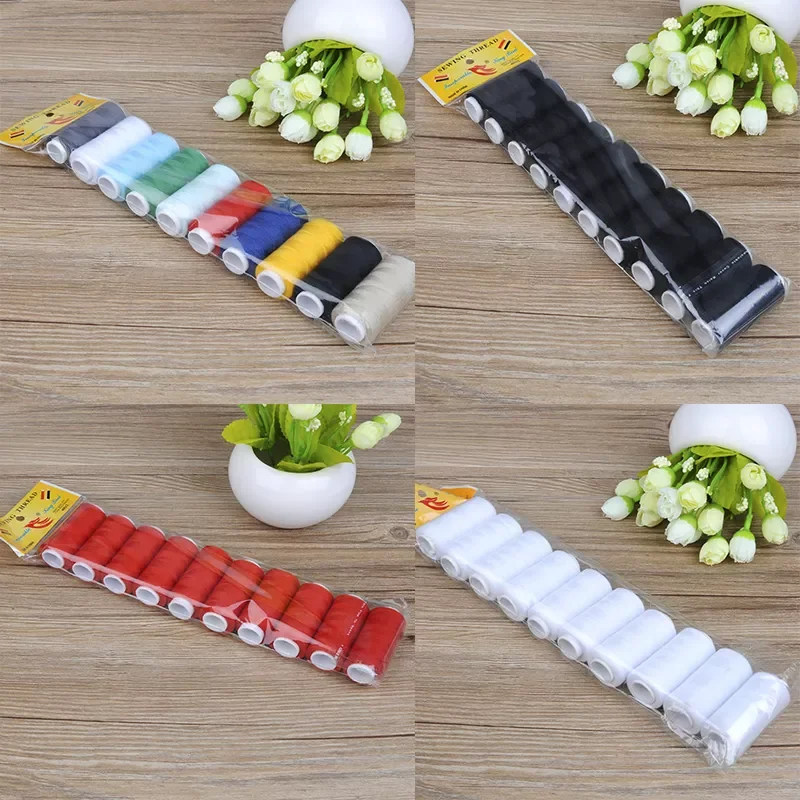 

10pcs Sewing Needle Polyester Sewing Machine Thread Multi-Color Embroidery Articles Hand Sewing Tools 200 yards 1 roll