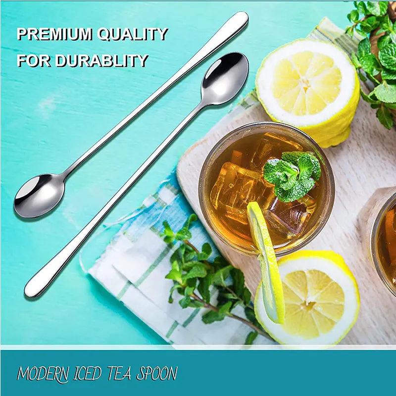 

2Pcs 9 inch Long Handled Stainless Steel Coffee Spoon Ice Cream Dessert Tea Stirring Spoon For Picnic Kitchen Bar Tools