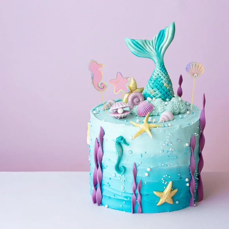 Тема русалки искусственные топперы для кексов детский душ украшение торта
