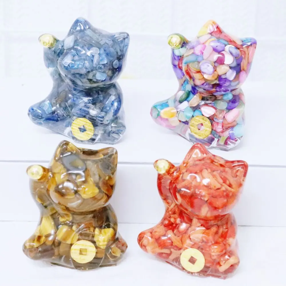 Кавайная каменная фигурка Lucky Cat изысканная прочная мультяшная модель