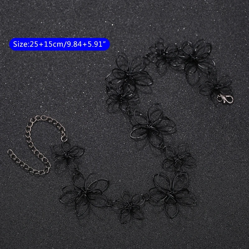 652F 14-дюймовая элегантная черная 3D-цветочная цепочка на шею в подарок для