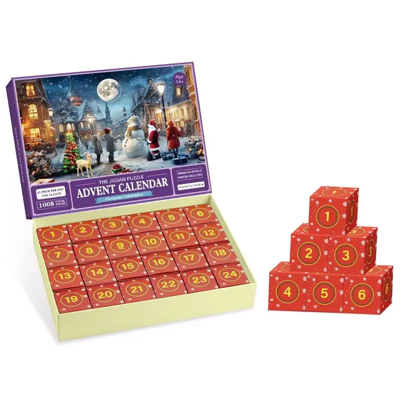 

Advent Calendar 2023 Jigsaw Puzzles Christmas countdown puzzle blind box toy Calendars for Boys Girls 1008 Pieces Puzzles