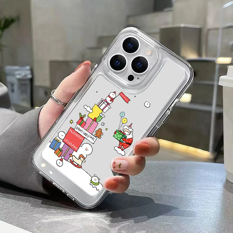 Прозрачный чехол для телефона с Рождеством iPhone 15 16 Pro Max 14 Plus 13 12 11 7 8 XR X XS мягкий