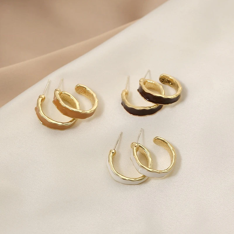 

Simple Semicircle Earrings Summer Retro Circle Personality Drop Glaze Earrings