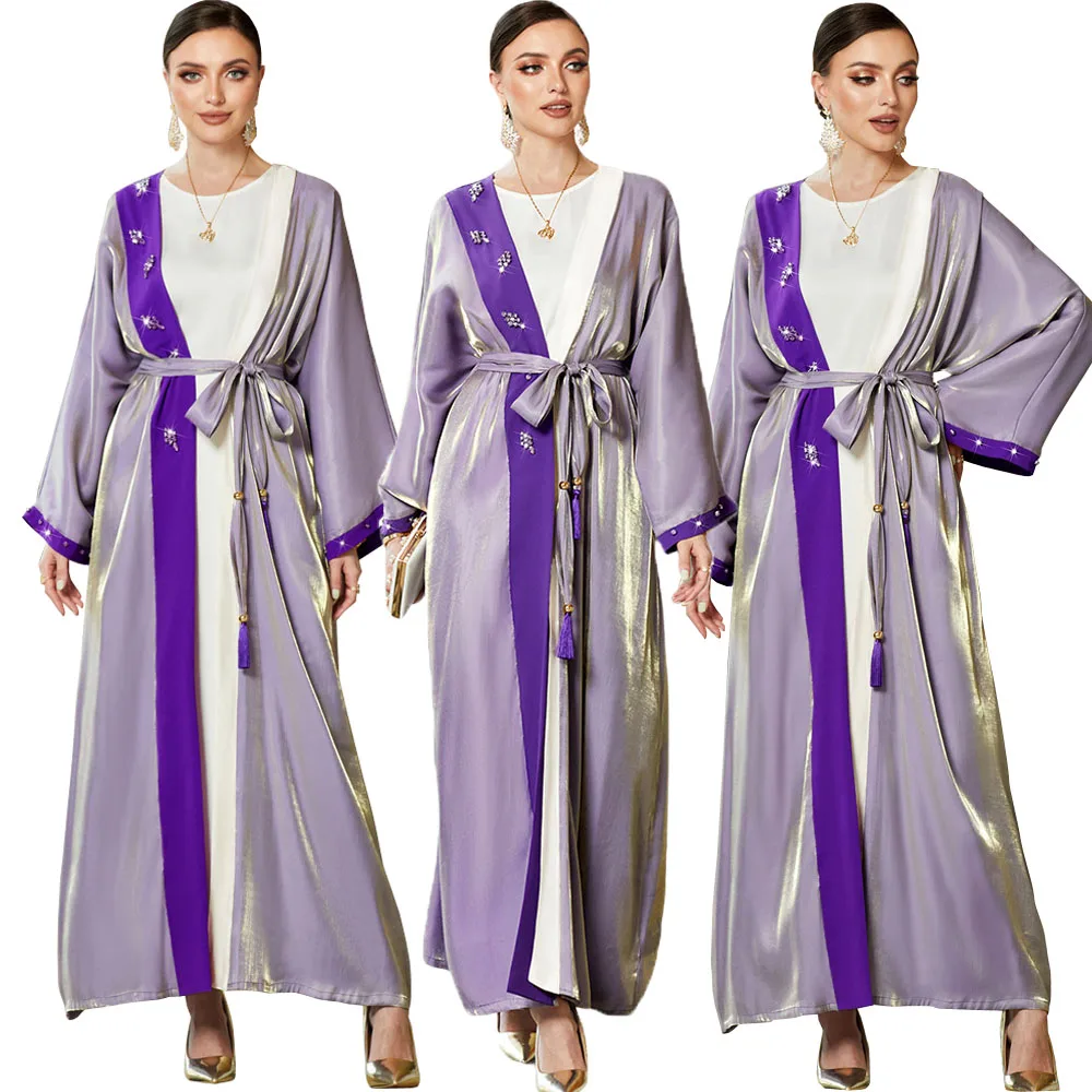 

Eid Mubarak Open Abayas Luxury Diamonds Women Cardigan Maxi Dresses Kimono Dubai Saudi Turkey Arab Kaftan Robe Morocco Jalabiya