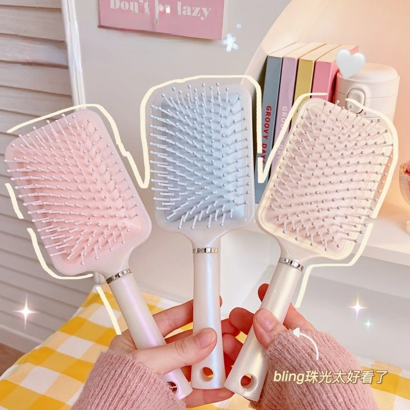 

Pearl Color Hair Brush Shiny Airbag Massage Comb Haircare Scalp Detangling Hair Brush Styling Tool Women Men Salon Accessories