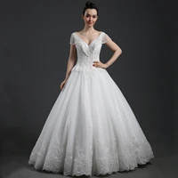 a line netting lace wedding dresses v neck applique beading crystals floor length bridal gown backless vestidos de novia