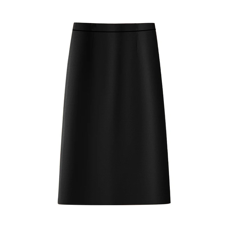 Черная юбка больших размеров женская весна и осень 2024 новая с высокой талией