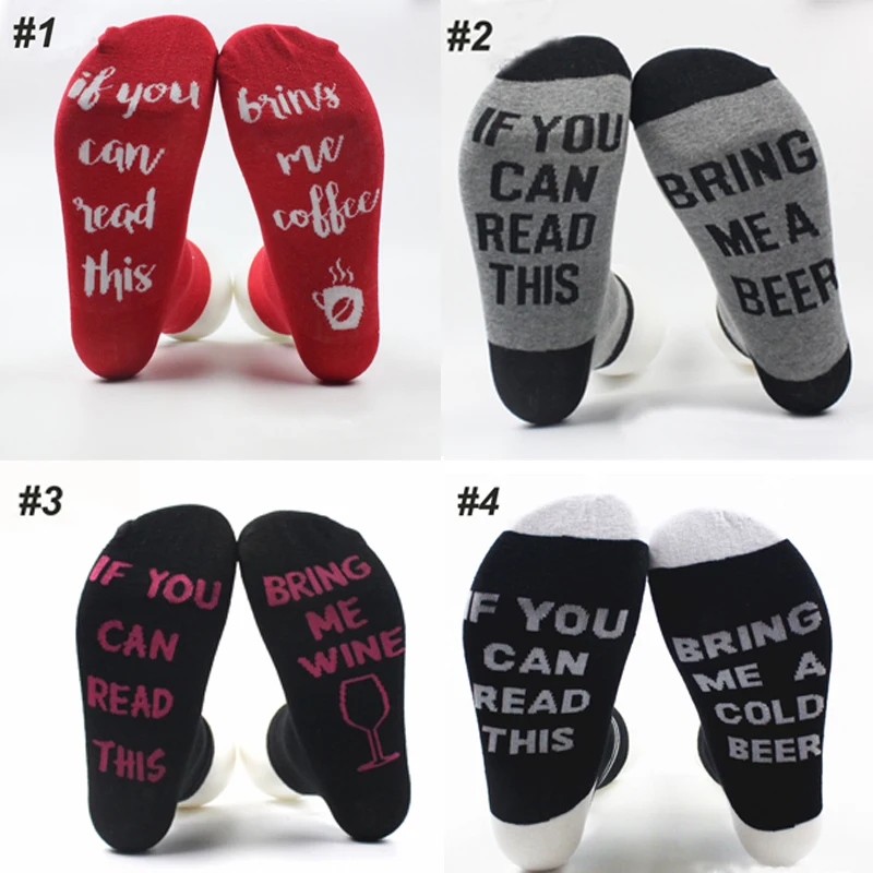 

1 Pairs Letter Printing Cotton Warm Compression Socks One Size Unisex If You Can Read This Bring Me Beer Unisex Casual Socks