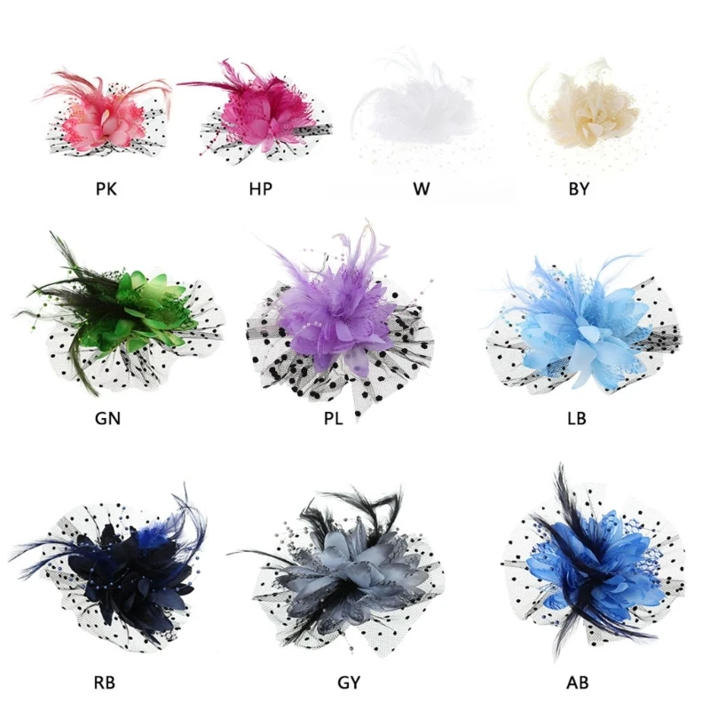 

Fascinators Hat Cocktail Tea Party Cap with Mesh Veil Feather for Girl Women