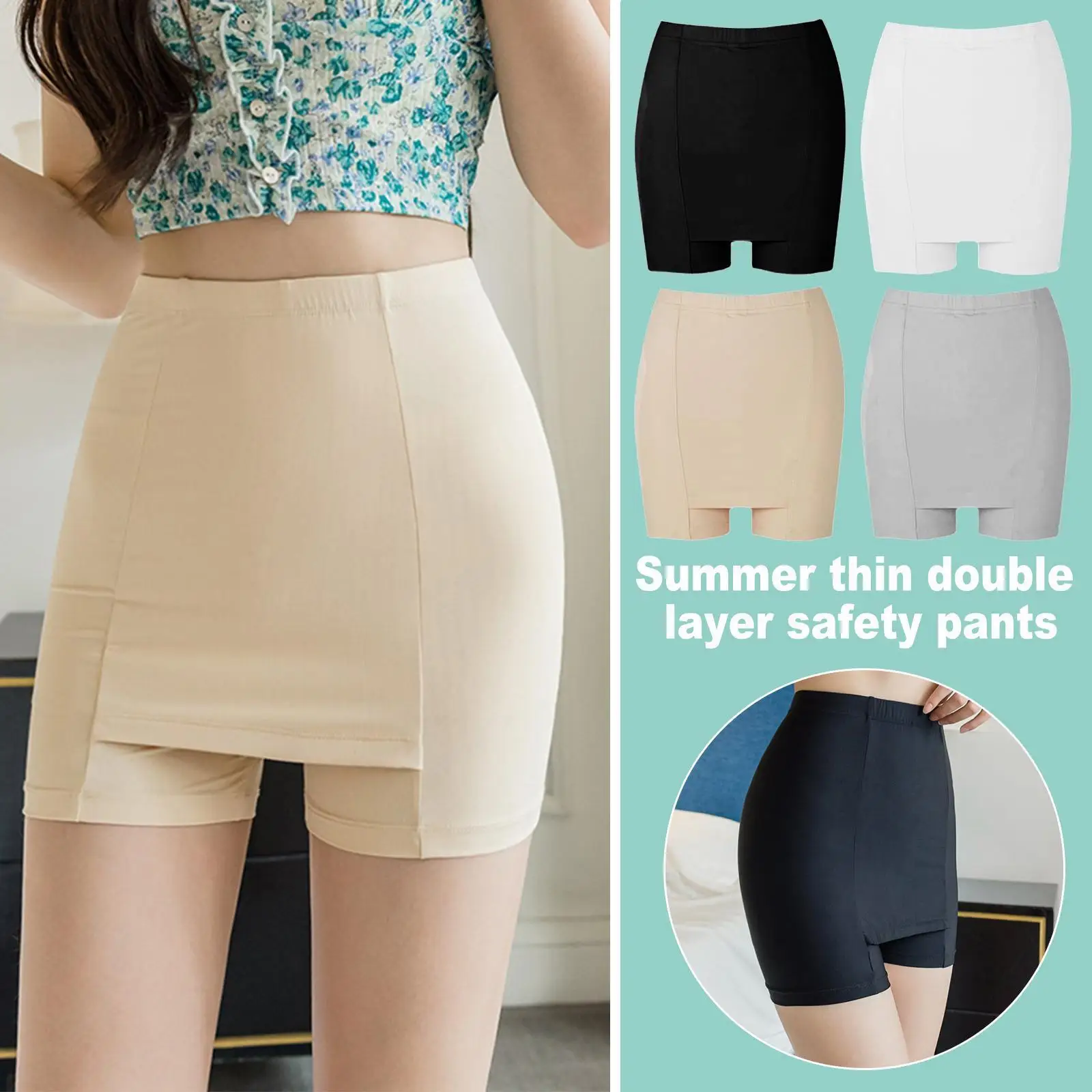 

Трусы-боксеры Flarixa женские с высокой талией, шелковые тонкие облегающие двухслойные бесшовные шорты с завышенной талией, на лето