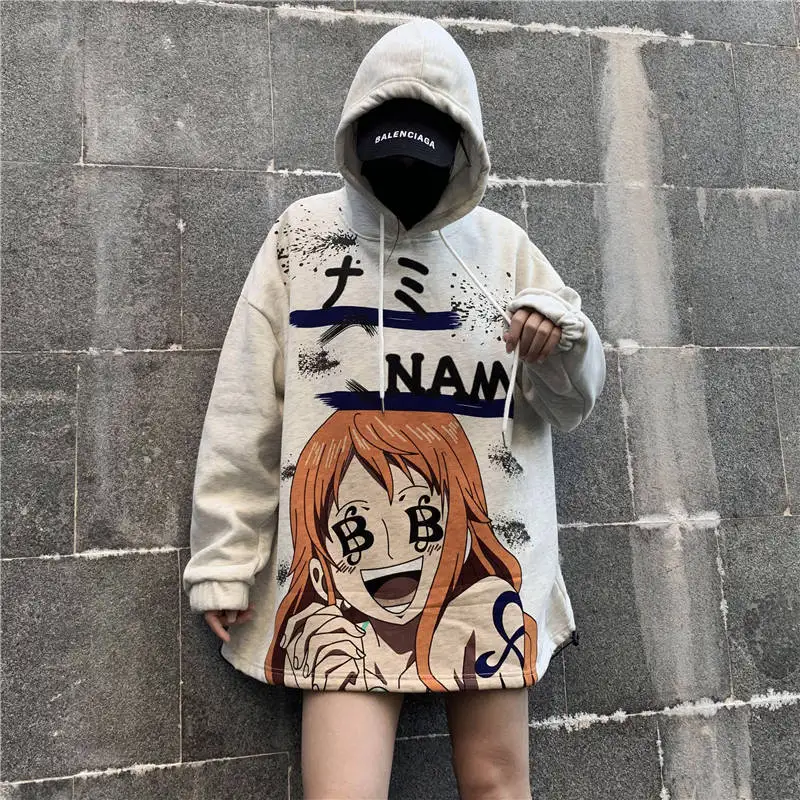 

Fashion Men Women Fleece Harajuku Hoodies Comic Printing Sweatshirts Loose Hip Hop Streetwear Style Autumn Winter Casual 2022