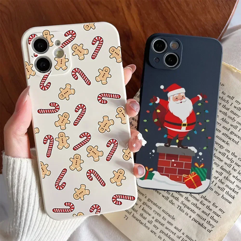 Cute New Year Gifts Snow Elk Merry Christmas Phone Case for IPhone 11 12 13 14 15 16 Pro Max Mini XS X SE20 7 8 Plus Soft Covers