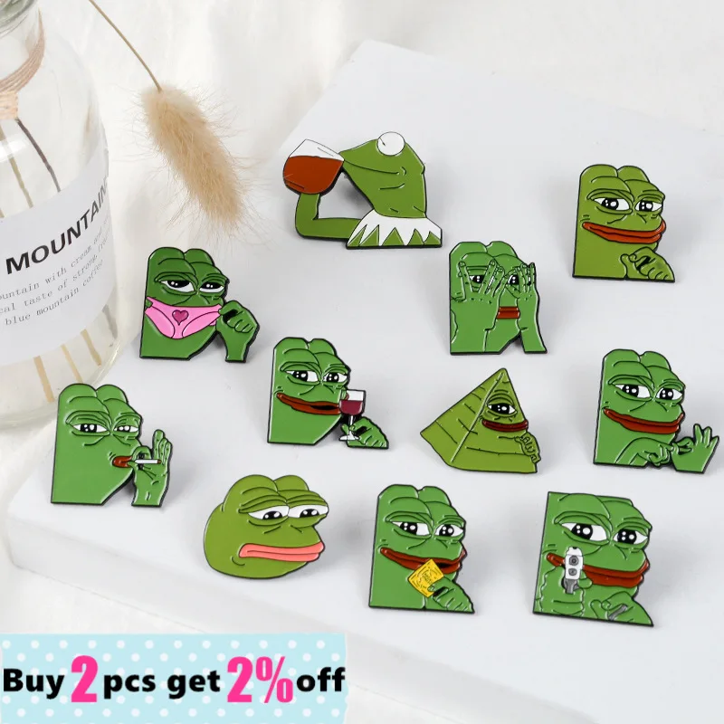 Эмалированные булавки с мультяшным Пепе-лягушкой брошь в виде пирамиды птицы
