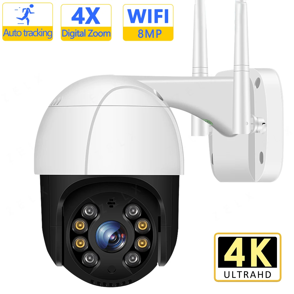 

8MP 4K IP-камера H.265 3MP HD CCTV Видеонаблюдение Автоматическое отслеживание 1080P WiFi Беспроводная камера безопасности PTZ 360° View Onvif iCsee