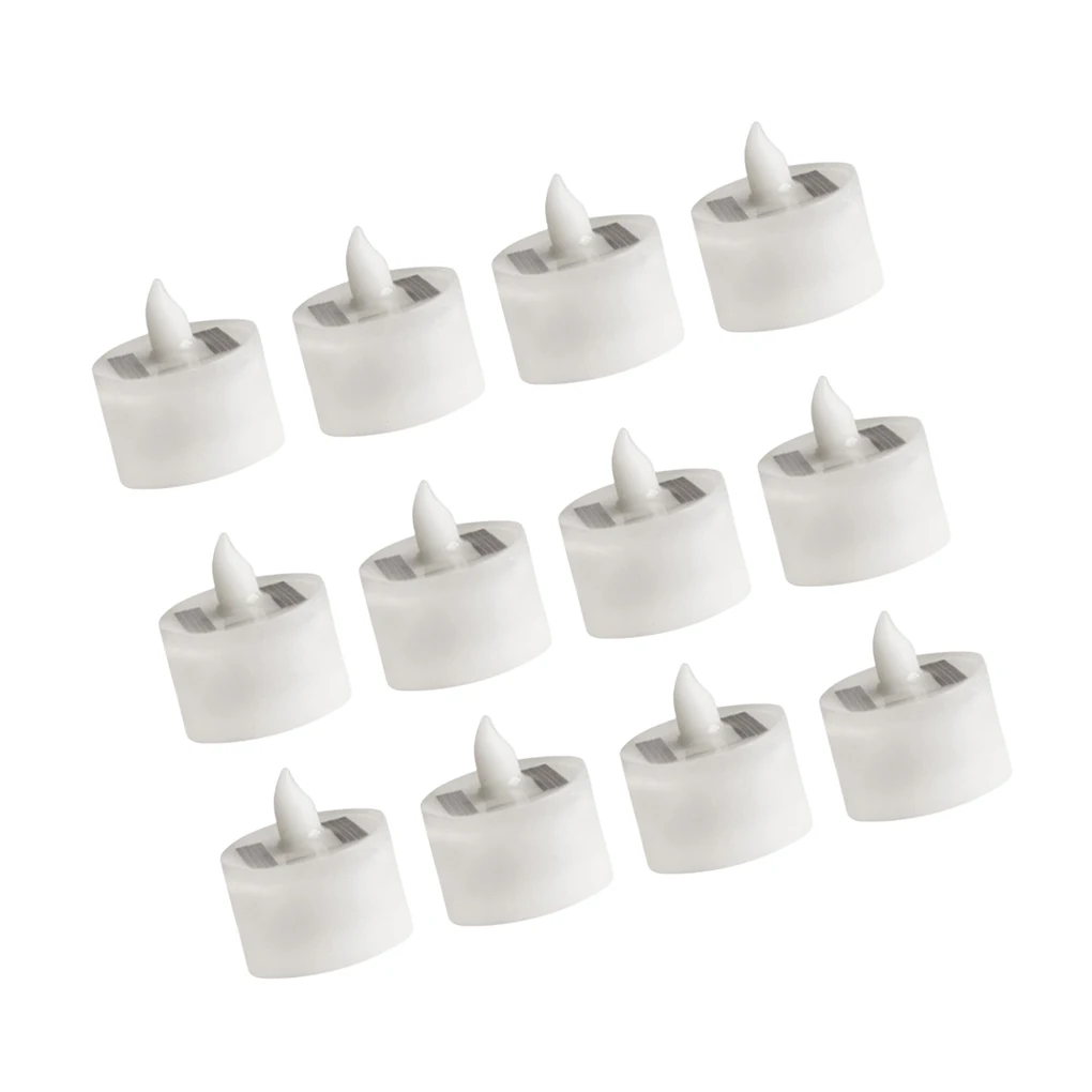 

12 Pieces Solar Lamp Rotary Switch Party Supplies Household Accessories Tea Wax Lights Candle Light Warm Light Flashing