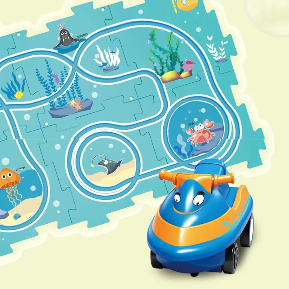 

Toy Educational Toy Urban Scene Construction Electric Car DIY Jigsaw Rail Way Children's Vehicles Toy Puzzle Rail Car Toy