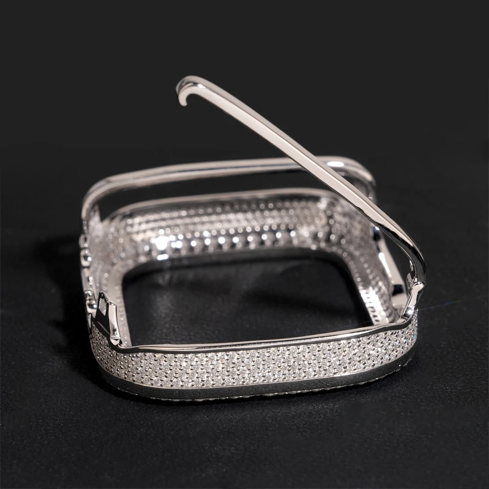 Чехол для часов VVS с муассанитом Appl * Watch 49 мм S925 серебристый настоящий бриллиант