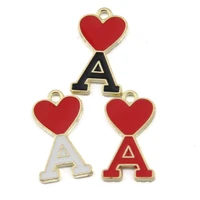 10pcslot new enamel heart letter a shape charms kc gold color earrings jewelry pendant cartoon key chain accessories