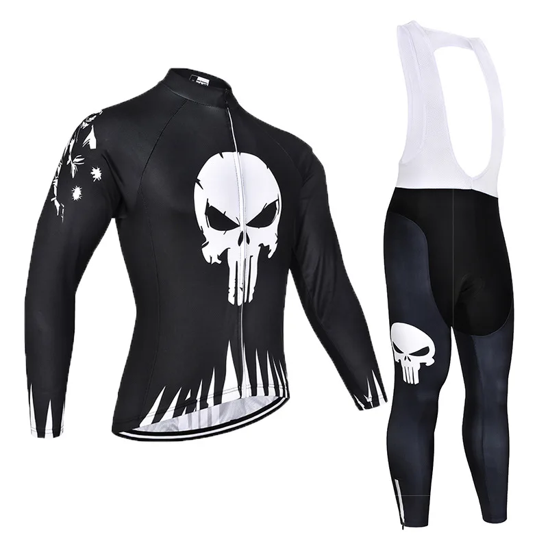 Breathable and Quick Drying  Skull Iocomotive Summer Cycling Sports Suit Long Sleeve Men's  Solid Outdoor Sports Mountain Bike