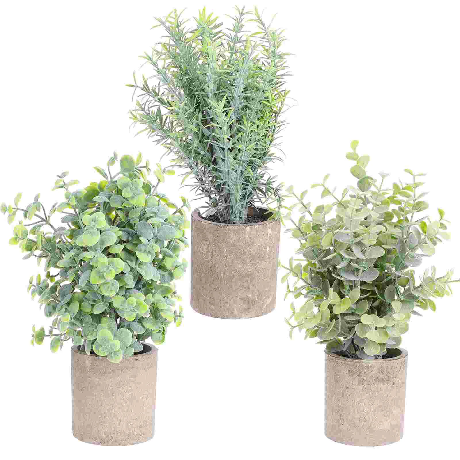 

3Pcs Plastic Green Plant Pot Artificial Desktop Bonsai Office Home Decoration