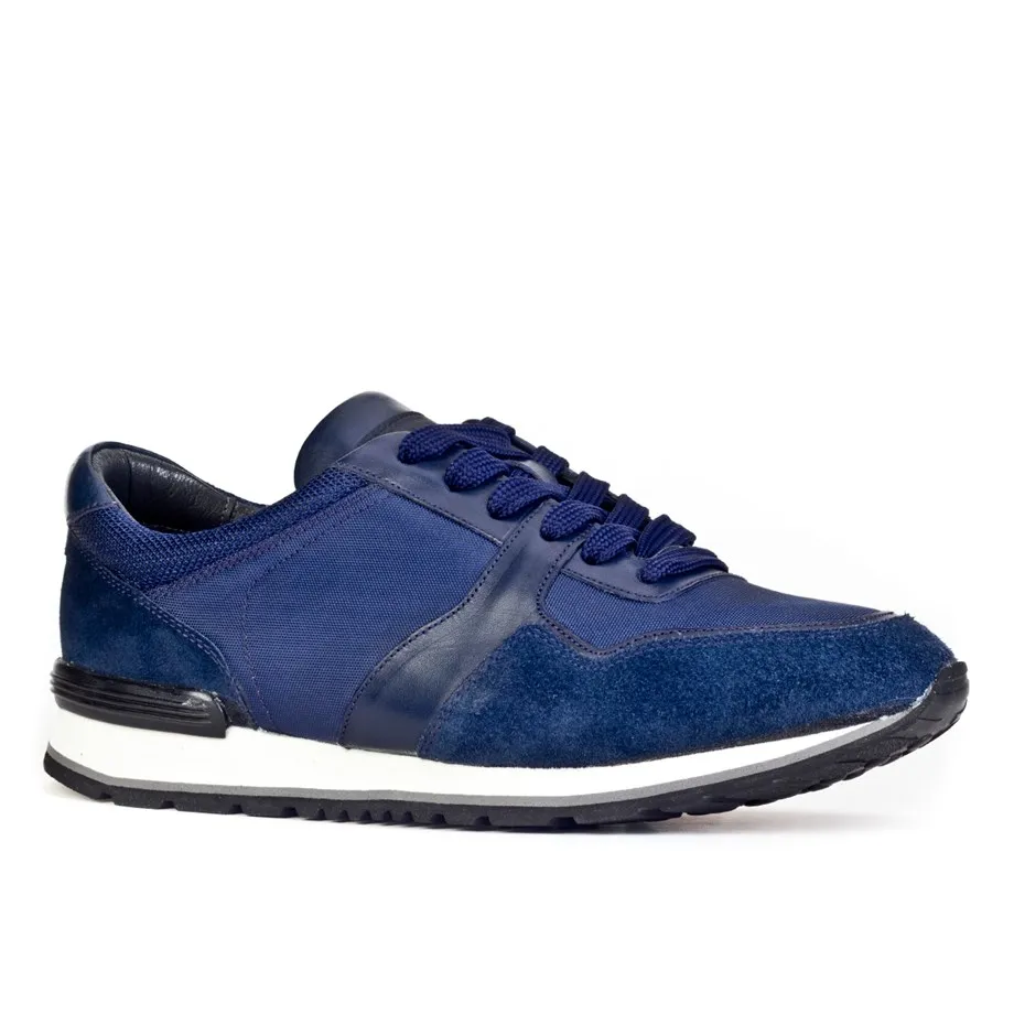 

Genuine Leather Navy Blue Lace-Up Men Sports Shoes