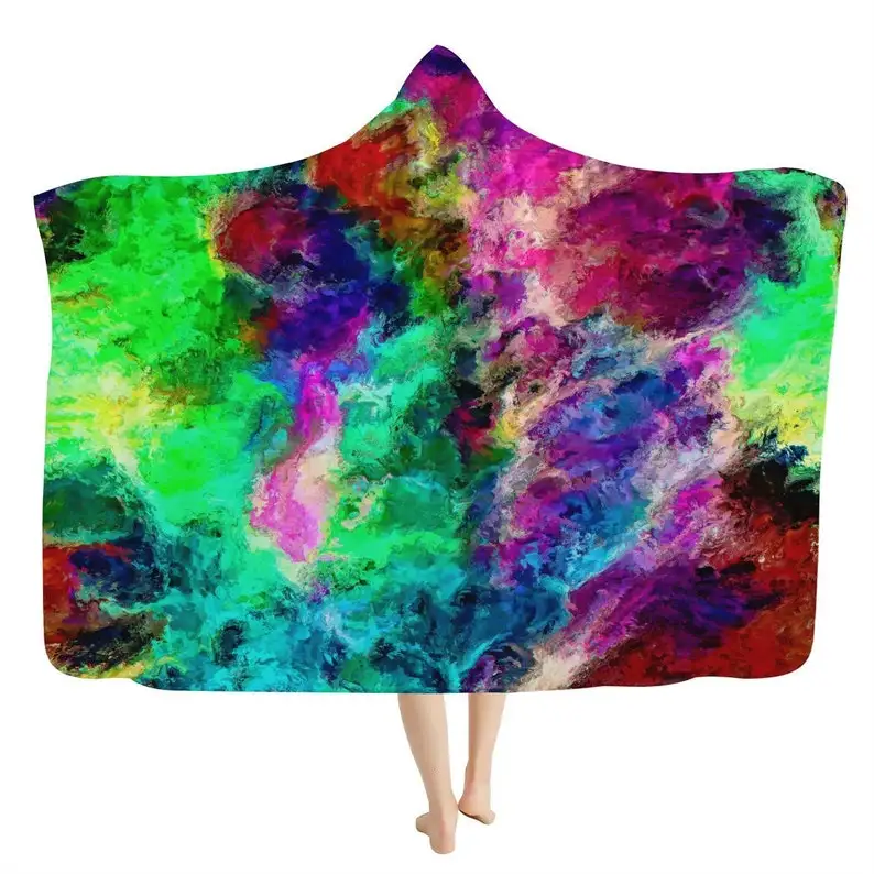

Wonderland State Hooded Blanket - Psychedelic Trippy Sherpa Blanket, Colorful Festival Blanket, Warm Cozy Cuddle Blanket