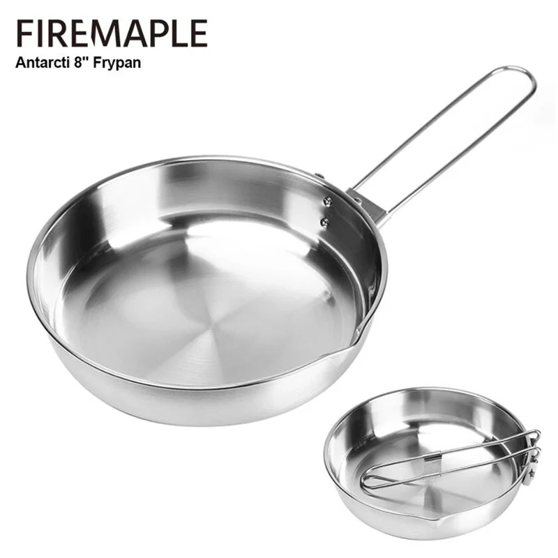 

Fire Maple 1.4L Frying Pan 304 Food Grade Stainless Steel Frypan with Tri-ply Construction Base Folding Handle Outdoor Camping