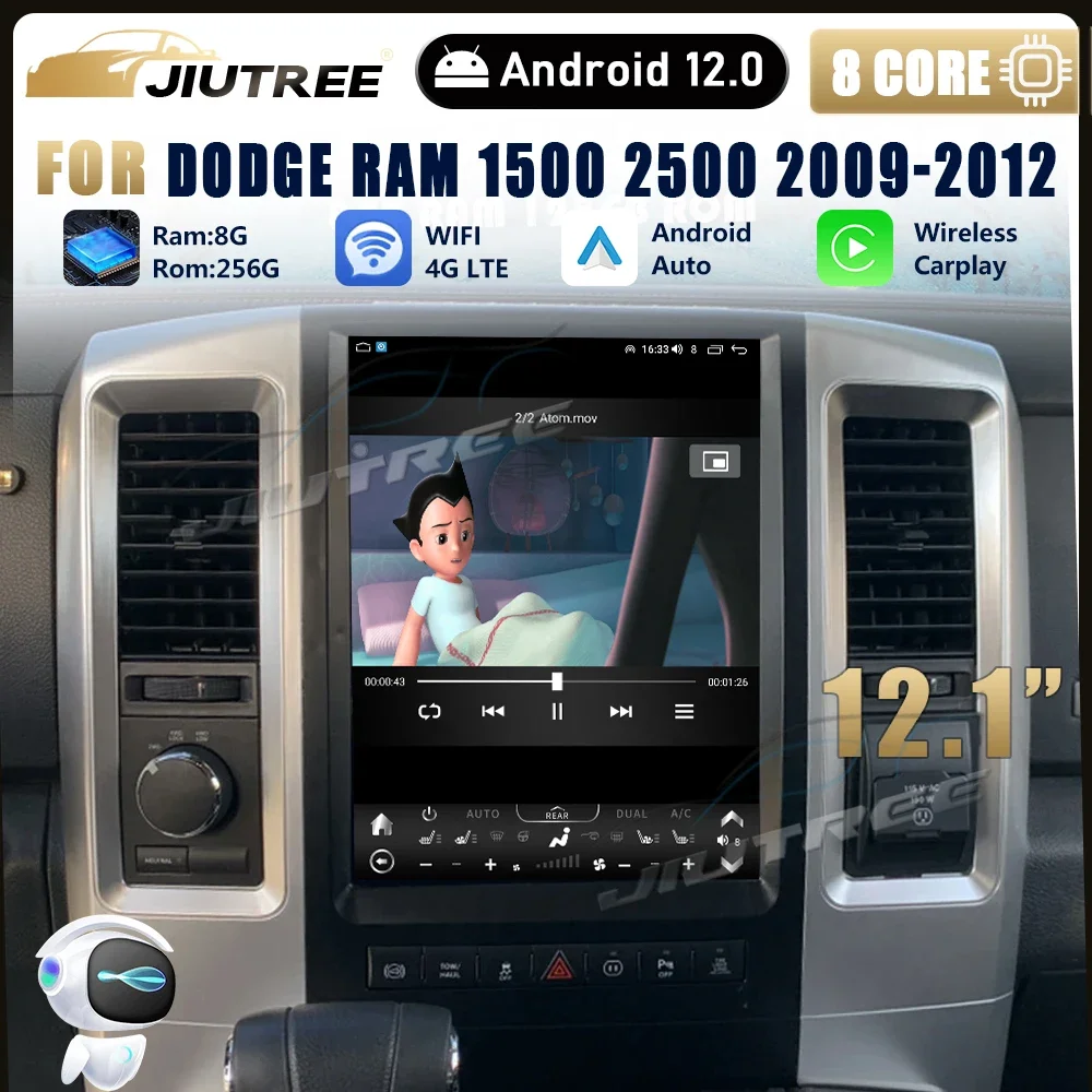 

Автомобильная аудиосистема 12,1 дюймов Android 12 для Dodge RAM 1500 2500-2009 автомобильное радио GPS Carplay мультимедийный плеер навигация головное устройство