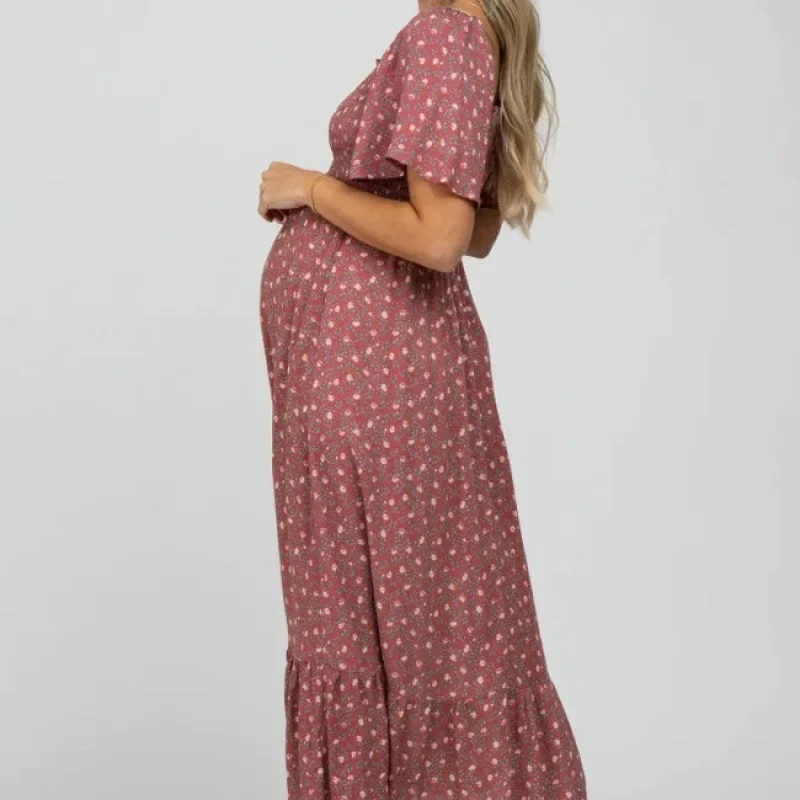 Swintager Элегантное длинное платье-пуловер Шифоновая юбка платье для беременных без