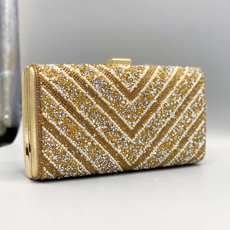 Y2K Chic Glitter Rhinestone Decor Handbag Women Party Elegant Metallic Wallets Classic Hasp Design Female Purse