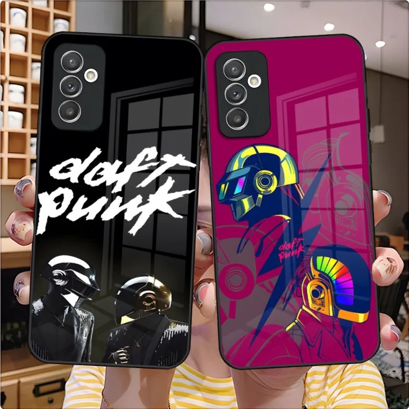 Rock Music Daft Punk Helmet Phone Case Glass Design For Samsung S23 S21 S22 S20 S30 S9 S10 FE Note 20 Pro Ultra Back Covers