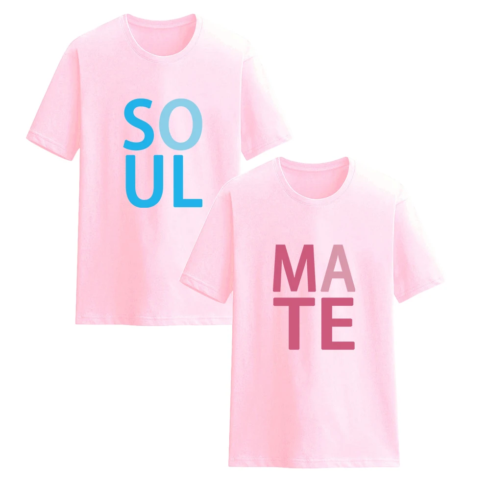 

Летняя женская и мужская одежда, футболка для пары, повседневные хлопковые футболки с принтом души и коротким рукавом, Женский Топ