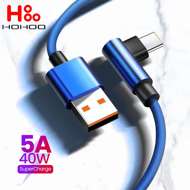 5A Быстрая зарядка Линия 90 градусов Изгиб Мягкий плетение USB Model C для Xiaomi 14 13 12 11 Pro