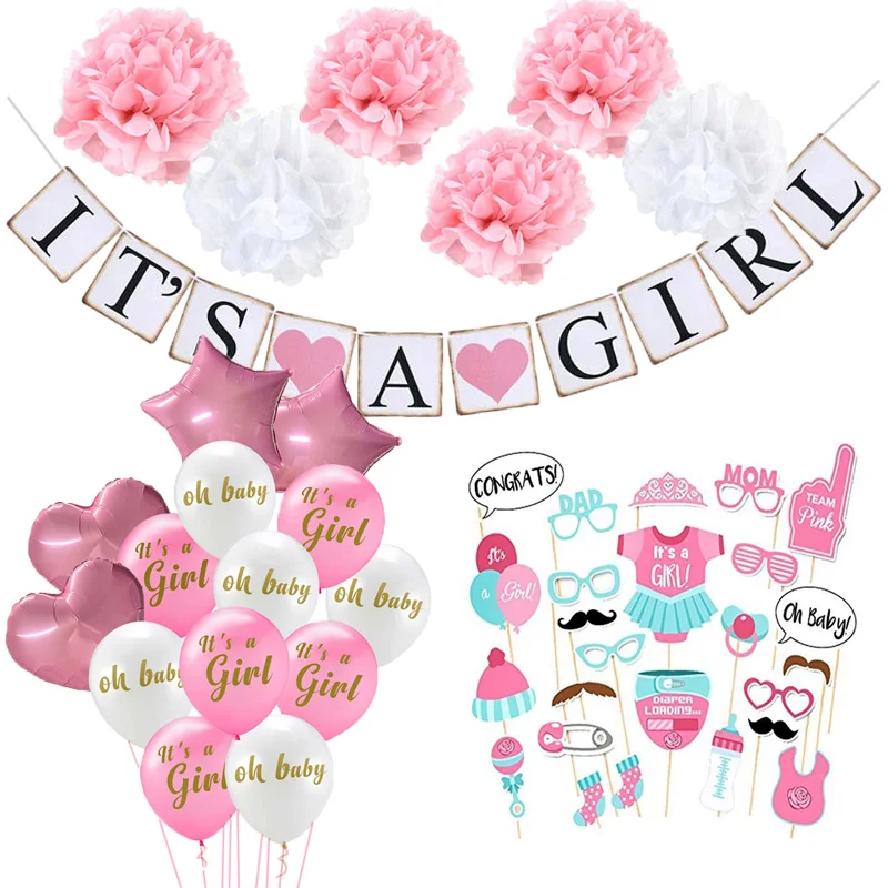 

Baby Shower Girl Boy Decoration Set It's A Girl It's A Boy Banner Oh Baby Balloon Gender Reveal Kid Birthday Gift Party Supplies