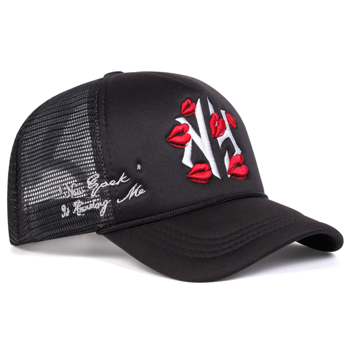 Бейсбольные сетчатые кепки унисекс с вышивкой букв и губ весенне-летние уличные