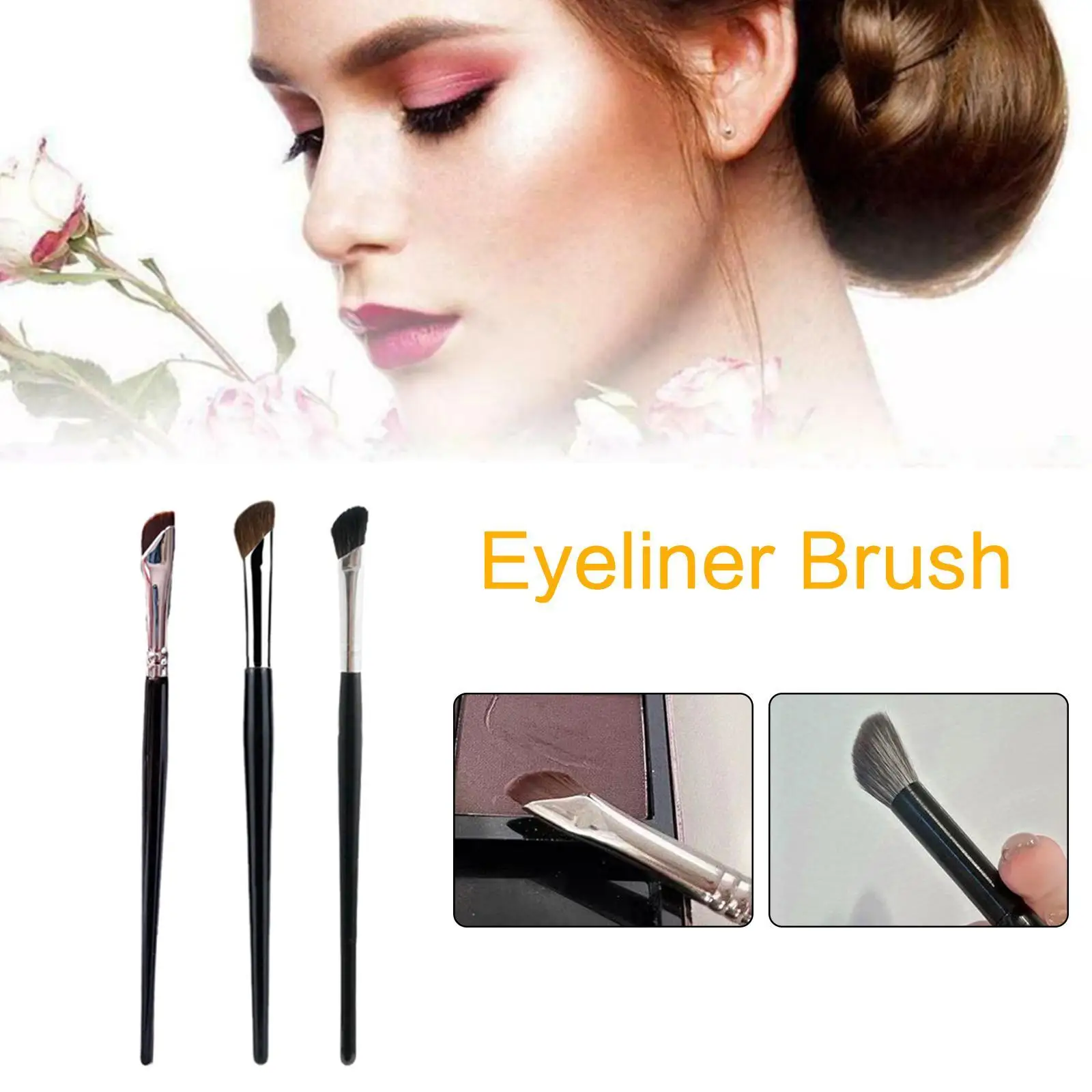 

Новая серповидная подводка для глаз, искусственные края, Кисть для макияжа, жидкая подводка для глаз, ультратонкая тонкая плоская кисть для ...